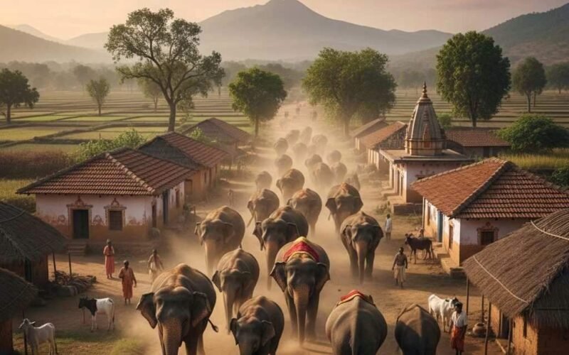 जैतगढ़ में जंगली हाथियों का कहर — 45 हाथियों के झुंड से फसलें तबाह, ग्रामीणों में गहरा डर