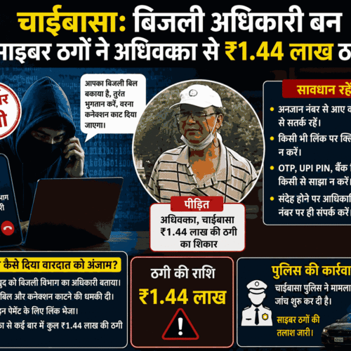 चाईबासा: बिजली अधिकारी बन साइबर ठगों ने अधिवक्ता से ₹1.44 लाख ठगे।