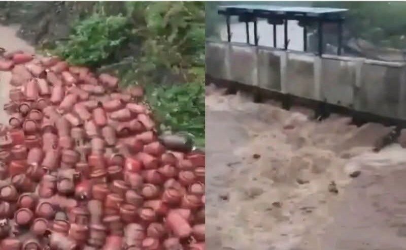 रायगढ़ में मूसलाधार बारिश के बीच पातालगंगा नदी में बहे करीब 3,000 एलपीजी सिलेंडर